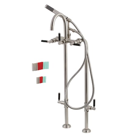 Aqua Vintage CCK8108DKL Freestanding Tub Faucet with Supply Line, Stop Valve, Brushed Nickel CCK8108DKL